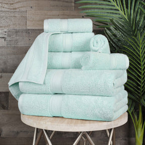 Egyptian Cotton Pile 8 Piece Ultra Plush Solid Towel Set - Seafoam