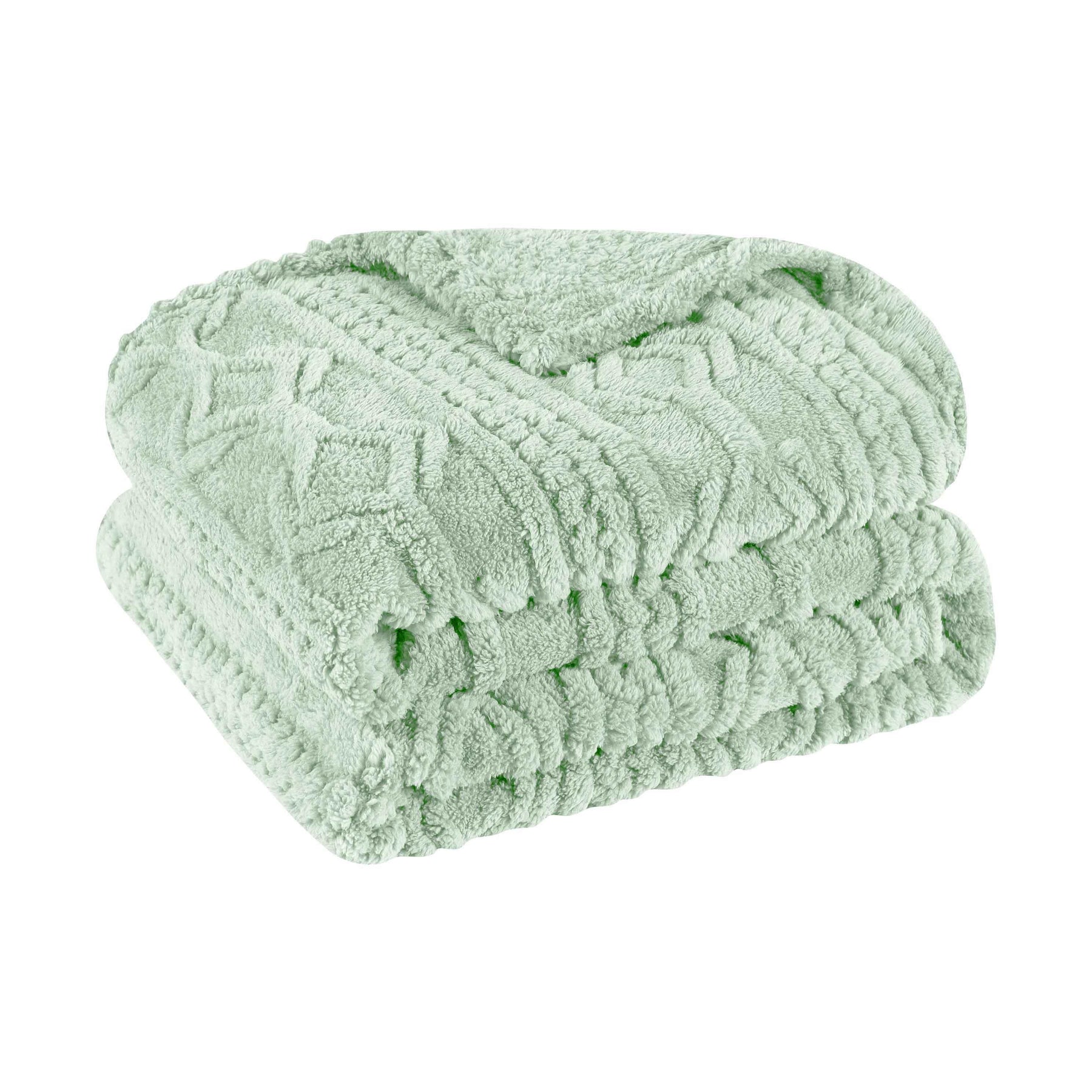 Arctic Boho Knit Jacquard Fleece Plush Medium Weight Fluffy Blanket - SeaFoam