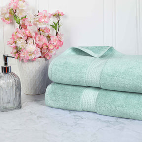 Egyptian Cotton Pile Absorbent 2 Piece Plush Solid Bath Sheet Set - Seafoam