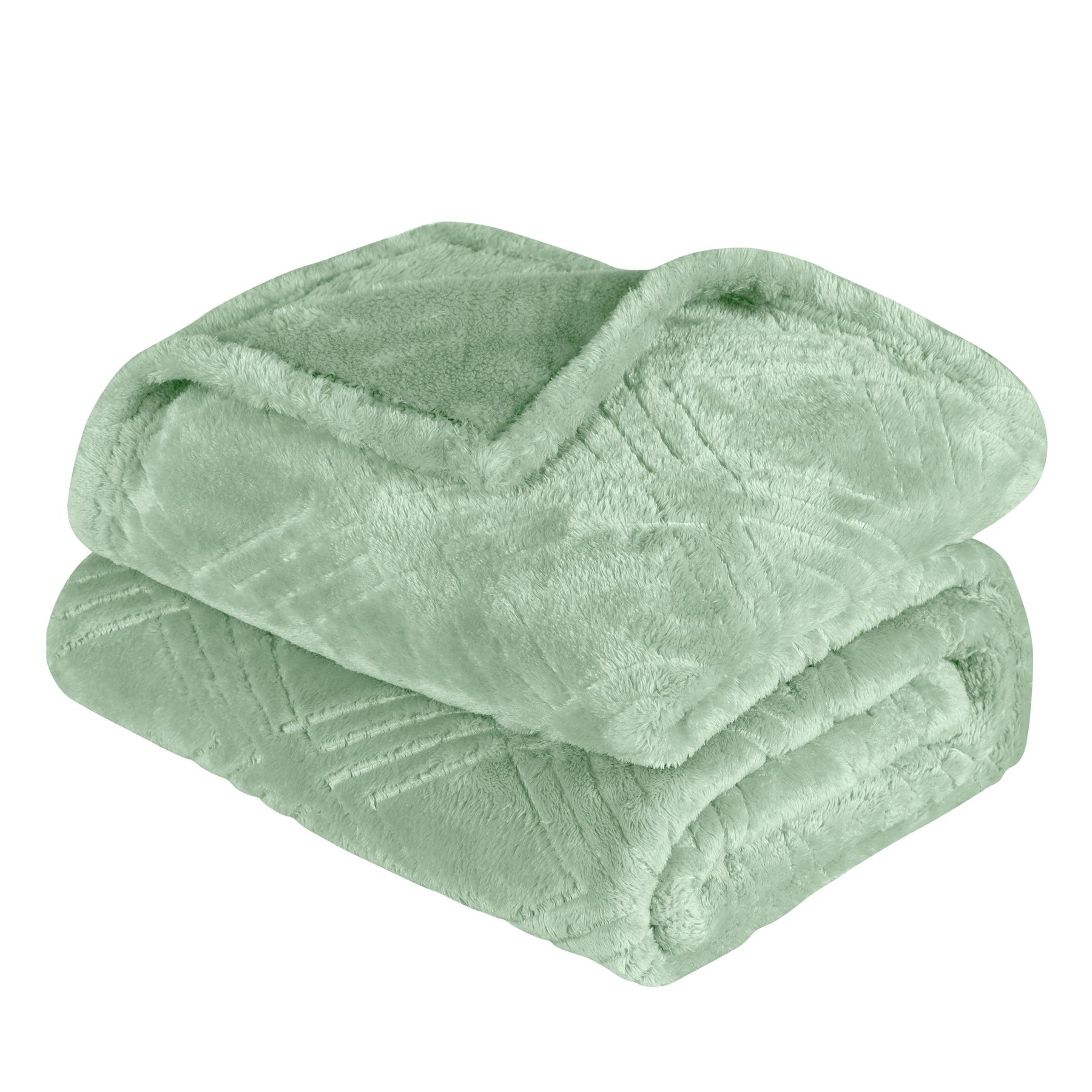 Alaska Diamond Fleece Plush Ultra-Soft Fluffy Blanket - SeaFoam