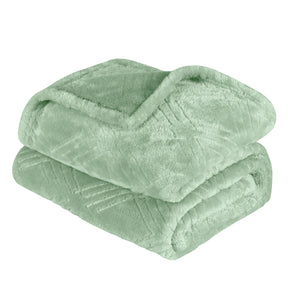 Alaska Diamond Fleece Plush Ultra-Soft Fluffy Blanket - SeaFoam