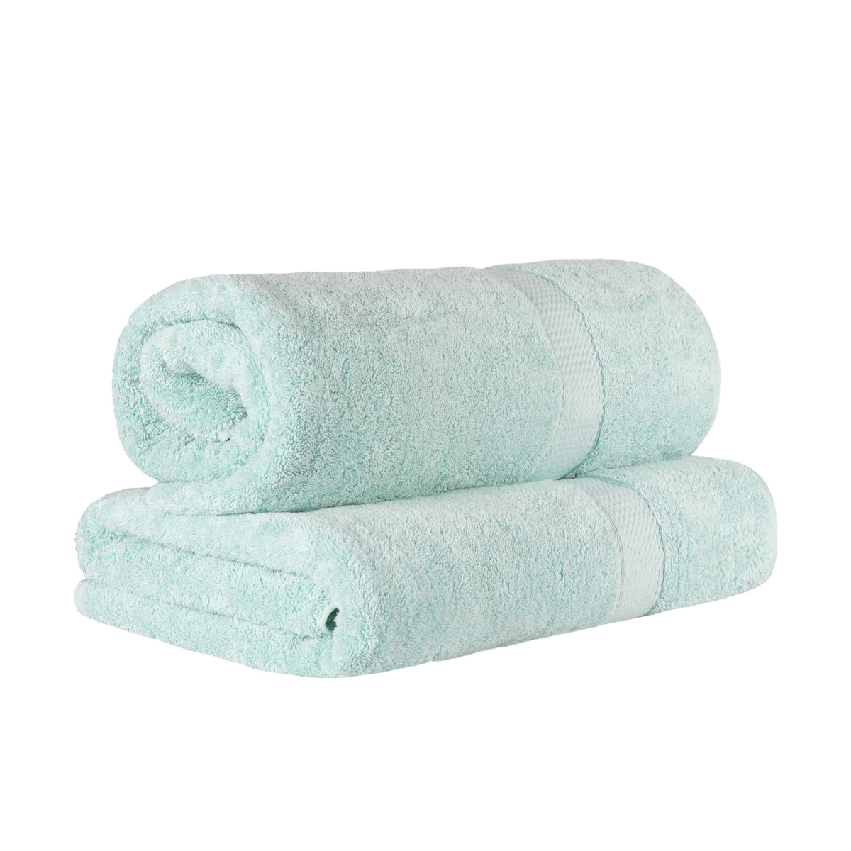 Egyptian Cotton Pile Absorbent 2 Piece Plush Solid Bath Sheet Set - Seafoam