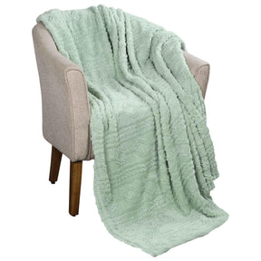 Arctic Boho Knit Jacquard Fleece Plush Medium Weight Fluffy Blanket - SeaFoam