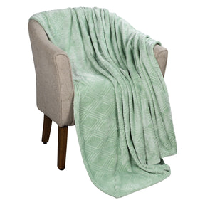 Alaska Diamond Fleece Plush Ultra-Soft Fluffy Blanket - SeaFoam