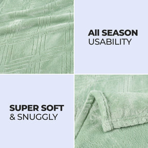 Alaska Diamond Fleece Plush Ultra-Soft Fluffy Blanket - SeaFoam