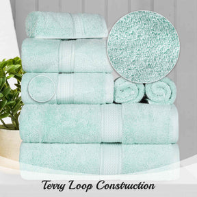 Egyptian Cotton Pile 8 Piece Ultra Plush Solid Towel Set - Seafoam