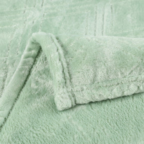 Alaska Diamond Fleece Plush Ultra-Soft Fluffy Blanket - SeaFoam