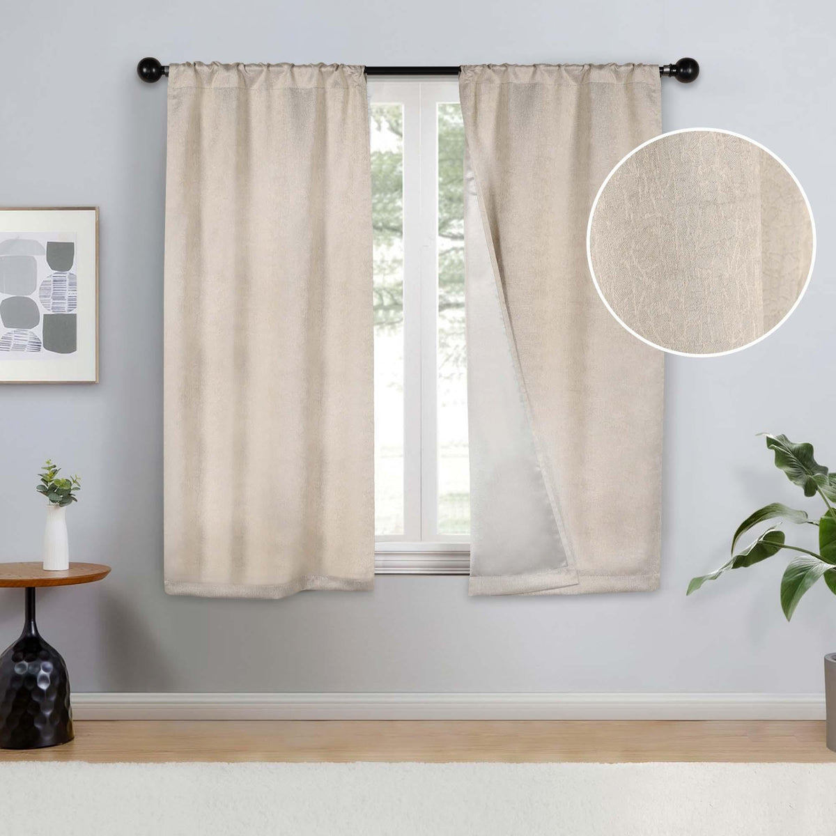 Blackout Senna Solid Textured Grommet Curtain Panels Set of 2 - Blackout Curtains by Superior - Superior 