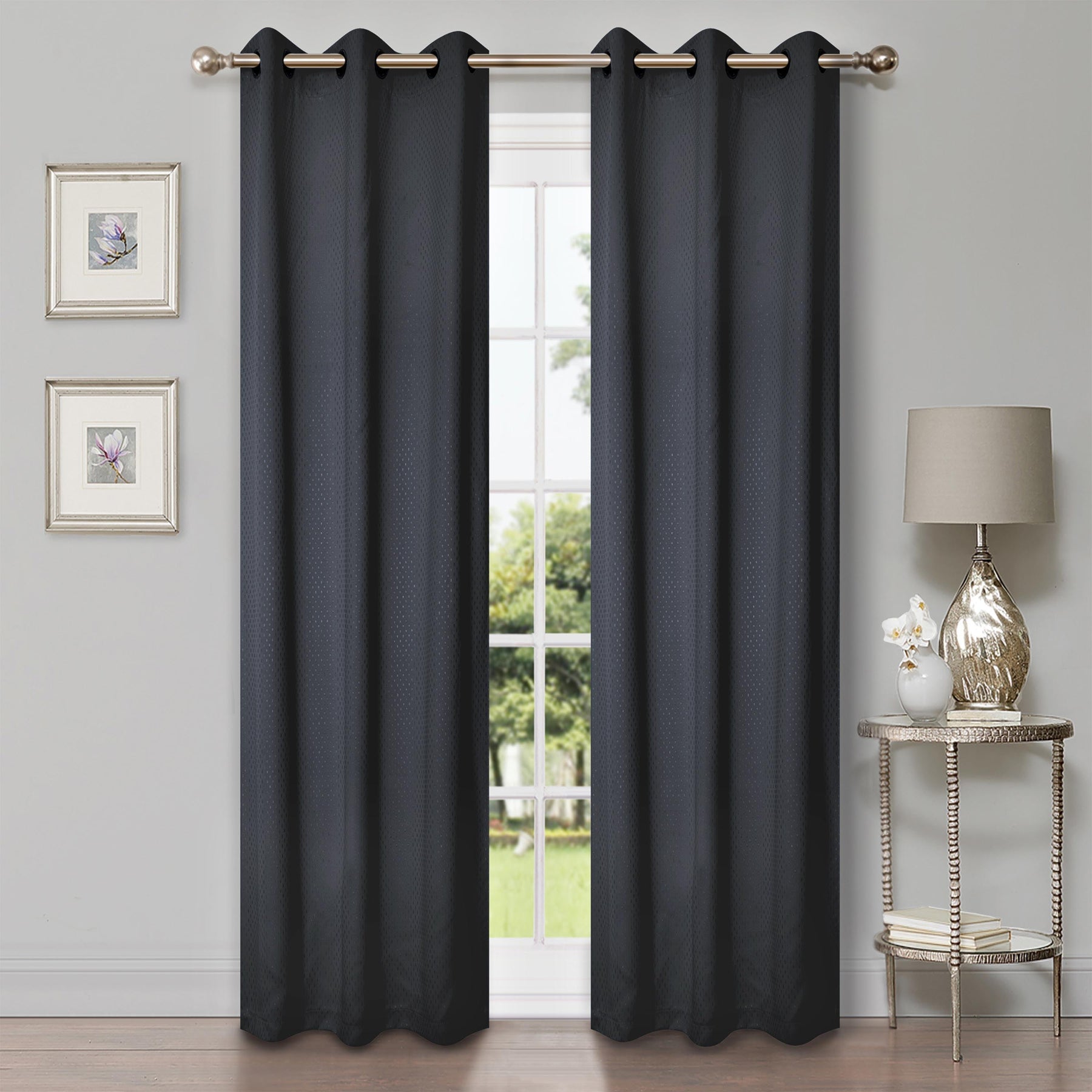 Solid Shimmer Grommet Blackout Curtain Panel Set - DeepGulf