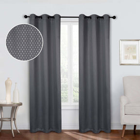 Solid Shimmer Grommet Blackout Curtain Panel Set - Gray