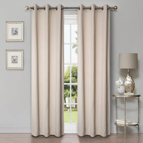 Solid Shimmer Grommet Blackout Curtain Panel Set - Ivory