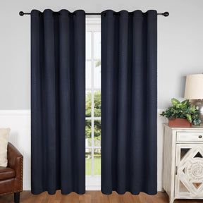 Solid Shimmer Grommet Blackout Curtain Panel Set - NavyBlue