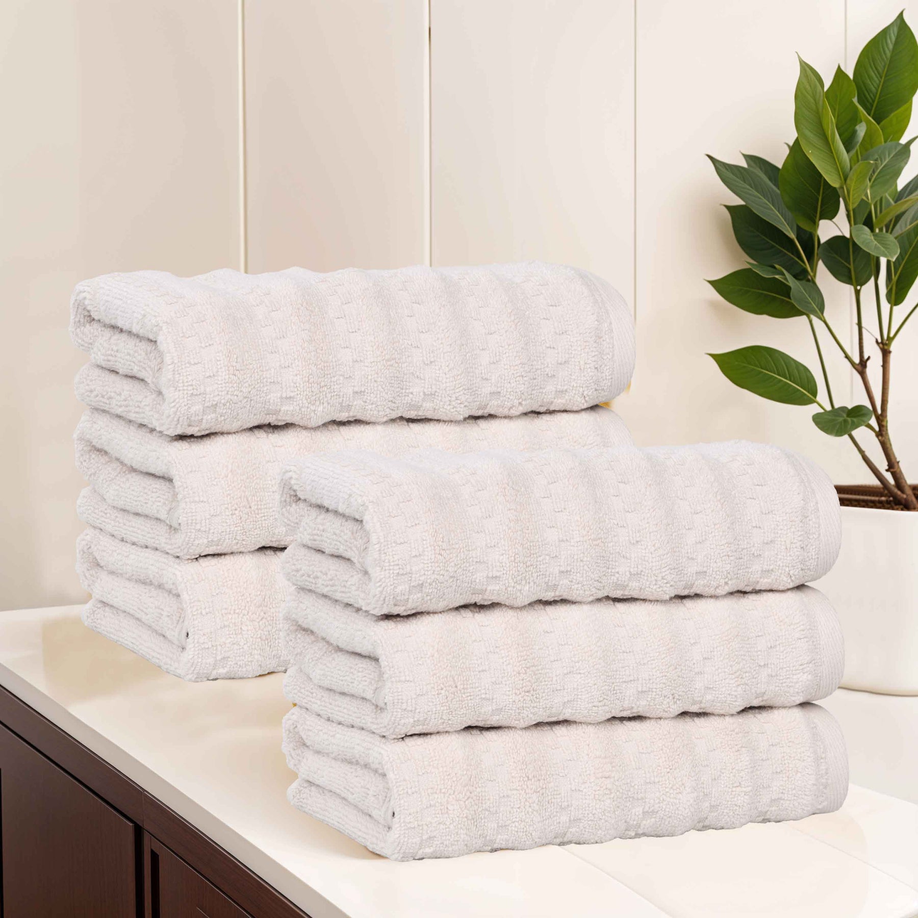 Zuma Zero Twist Cotton Medium Weight Absorbent Hand Towels, Set of 6