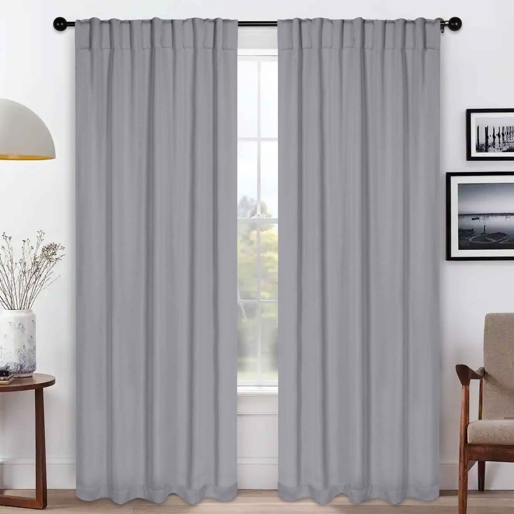 Solid Room Darkening Blackout Curtain Panels, Back Tabs, Set of 2