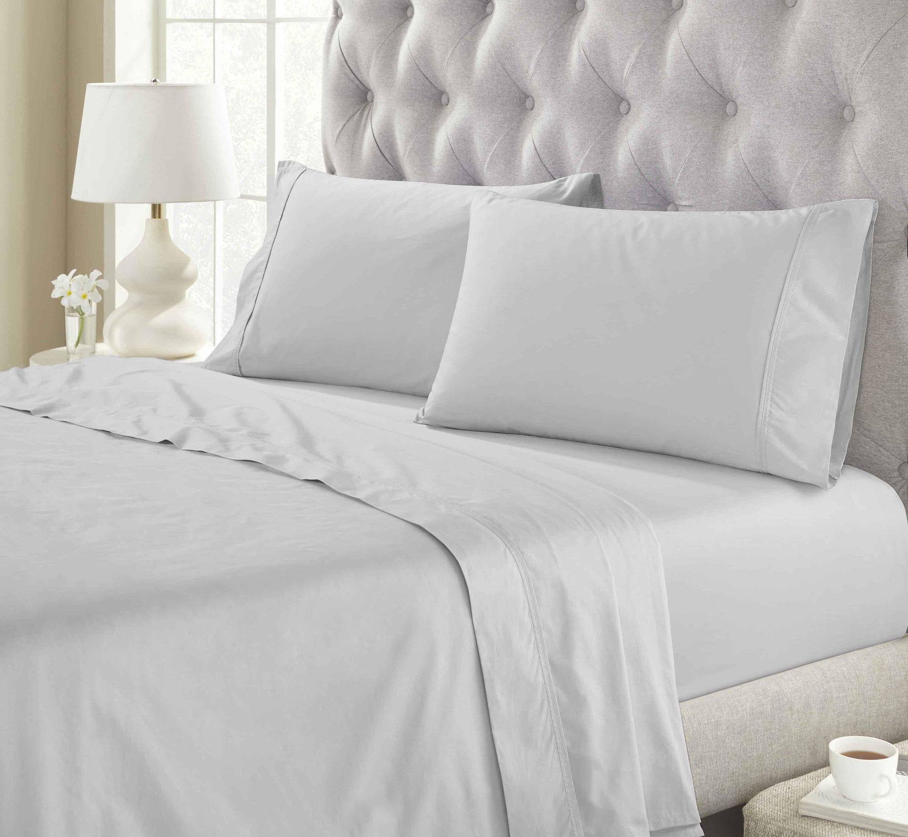 Gina Organic Cotton 300 Thread Count Percale Fitted Bed Sheet - Fitted Sheet by Superior - Superior 