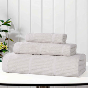 Milo Smart Twist Cotton Solid Ribbed 3 Piece Towel Set