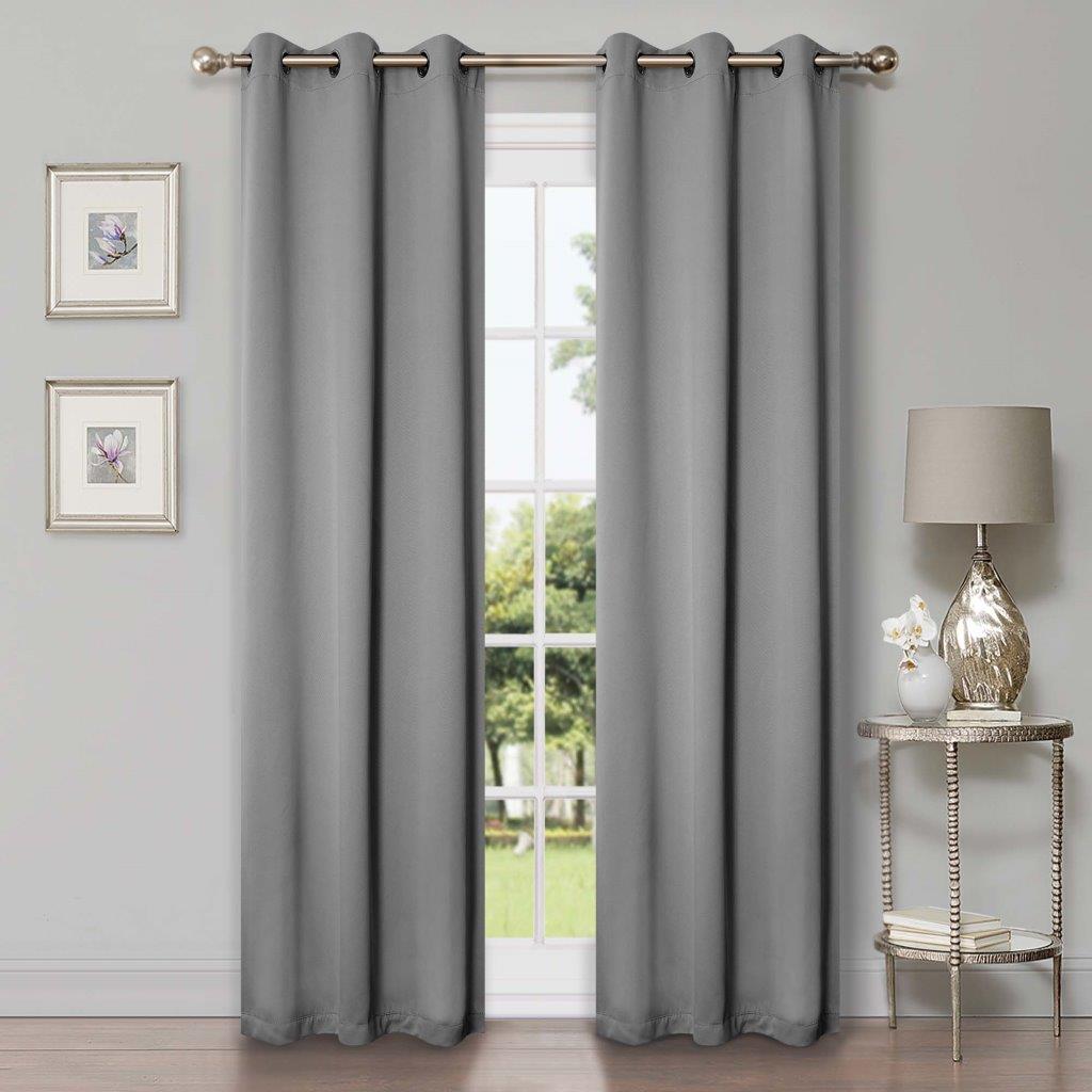 Solid Machine Washable Room Darkening Blackout Curtain 42 Inches - Silver