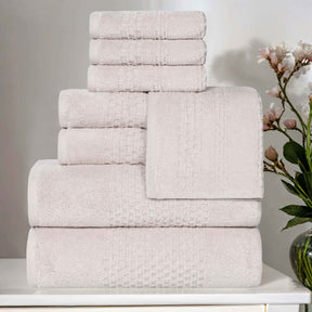 Playa Zero Twist Cotton Solid Waffle Textured 8 Piece Towel Set