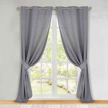 Classic Modern Solid Room Darkening Blackout Curtain Panels, Set of 2 - Silver