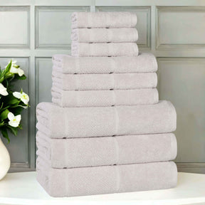 Mile Smart Twist Cotton Solid Thick Border 9 Piece Towel Set