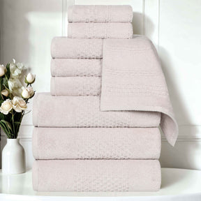 Playa Zero Twist Cotton Solid Waffle Textured 9 Piece Towel Set