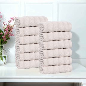 Zuma Zero Twist Cotton Medium Weight Face Towels Washcloths, Set of 12