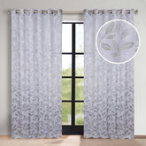 Leaves Room Darkening Grommet Blackout Curtain Panels, Set of 2 - Silver