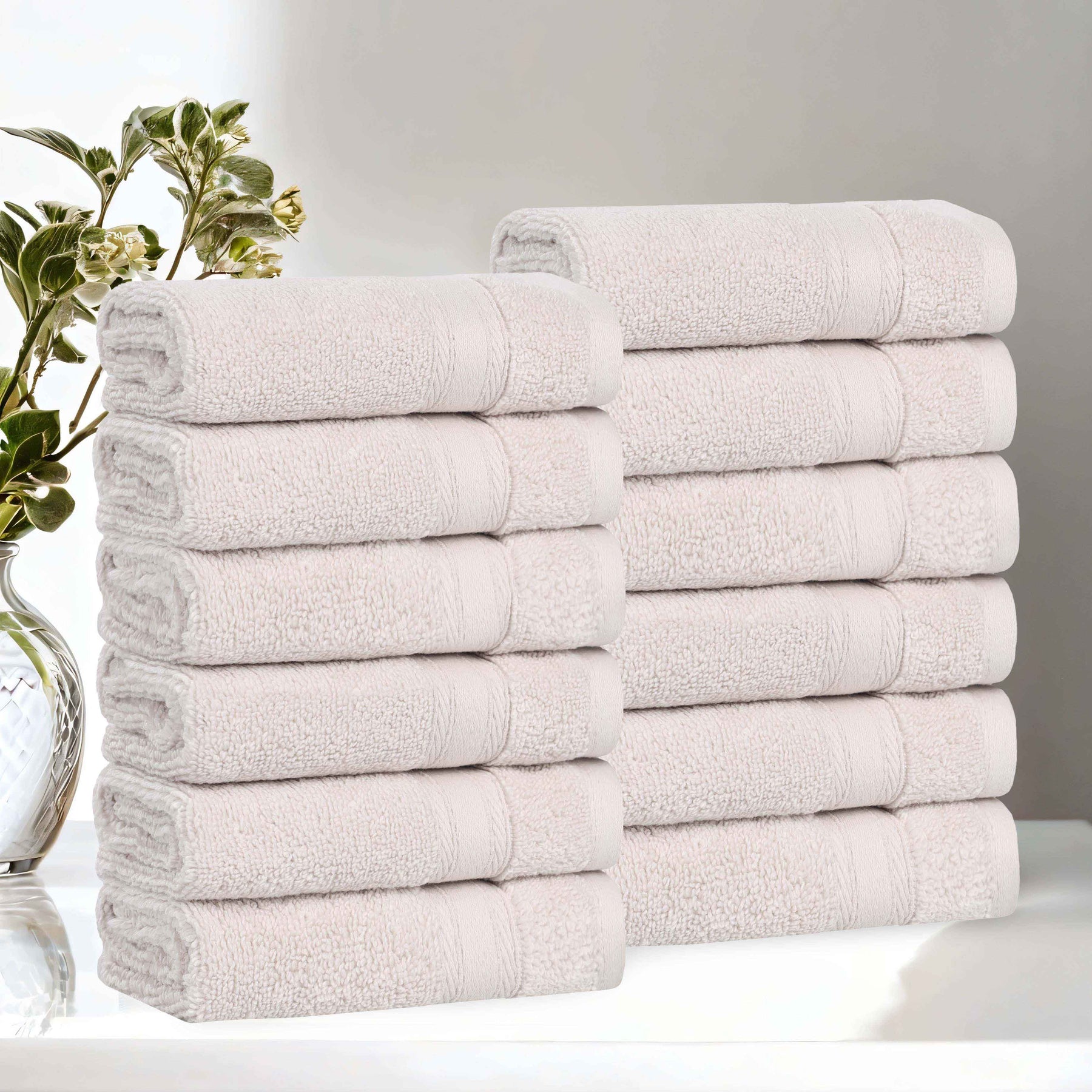 Belmont Zero Twist Cotton Medium Weight Face Towels, Set of 12