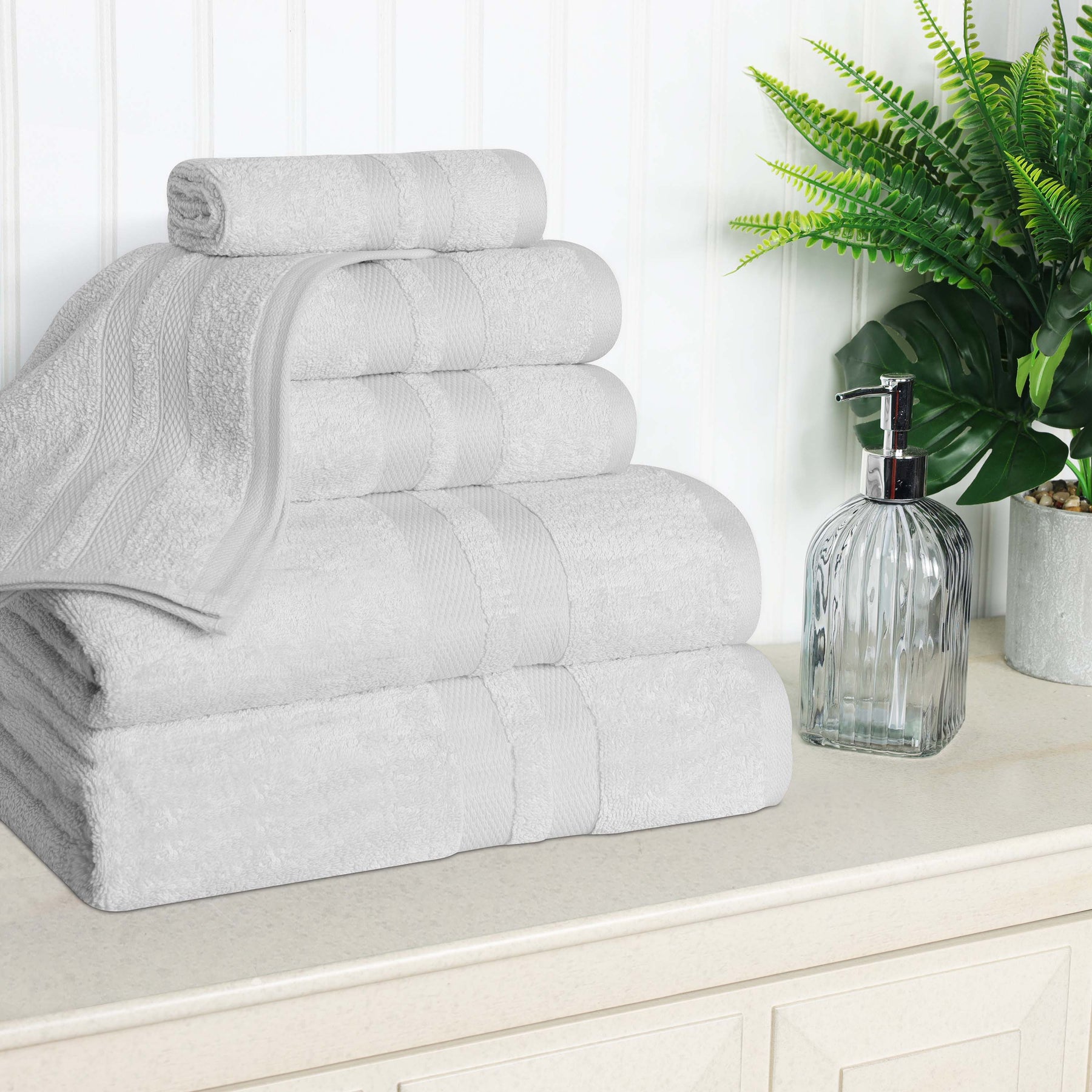 Ultra Soft Cotton Absorbent Solid Assorted 6 Piece Towel Set