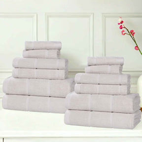 Milo Smart Twist Cotton Medium Weight Solid Ribbed 12 Piece Towel Set