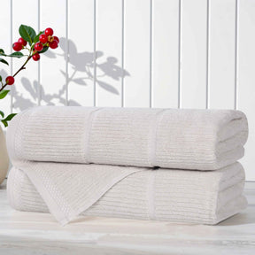 Milo Smart Twist Cotton Solid Ribbed Bath Towels, Set of 2