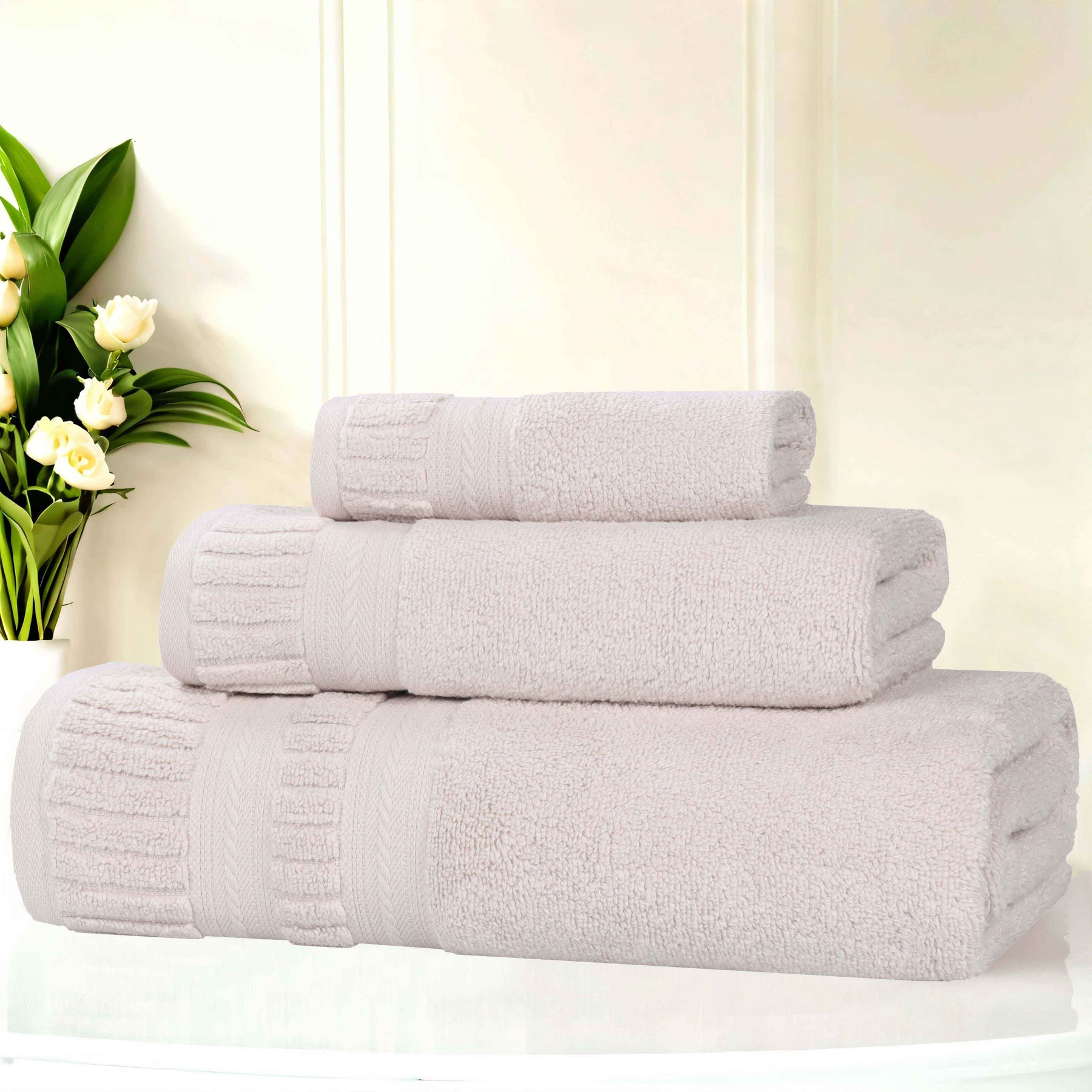 Venice Zero Twist Cotton Medium Weight Absorbent 3 Piece Towel Set