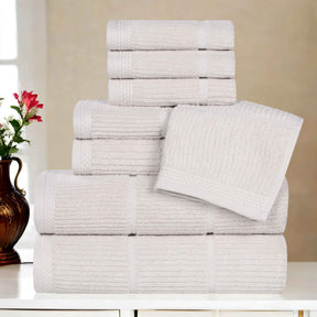 Milo Smart Twist Cotton Medium Weight Solid Ribbed 8 Piece Towel Set