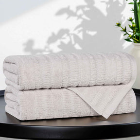 Mika Smart Twist Cotton Solid Textured Ribbed Bath Towels, Set of 2