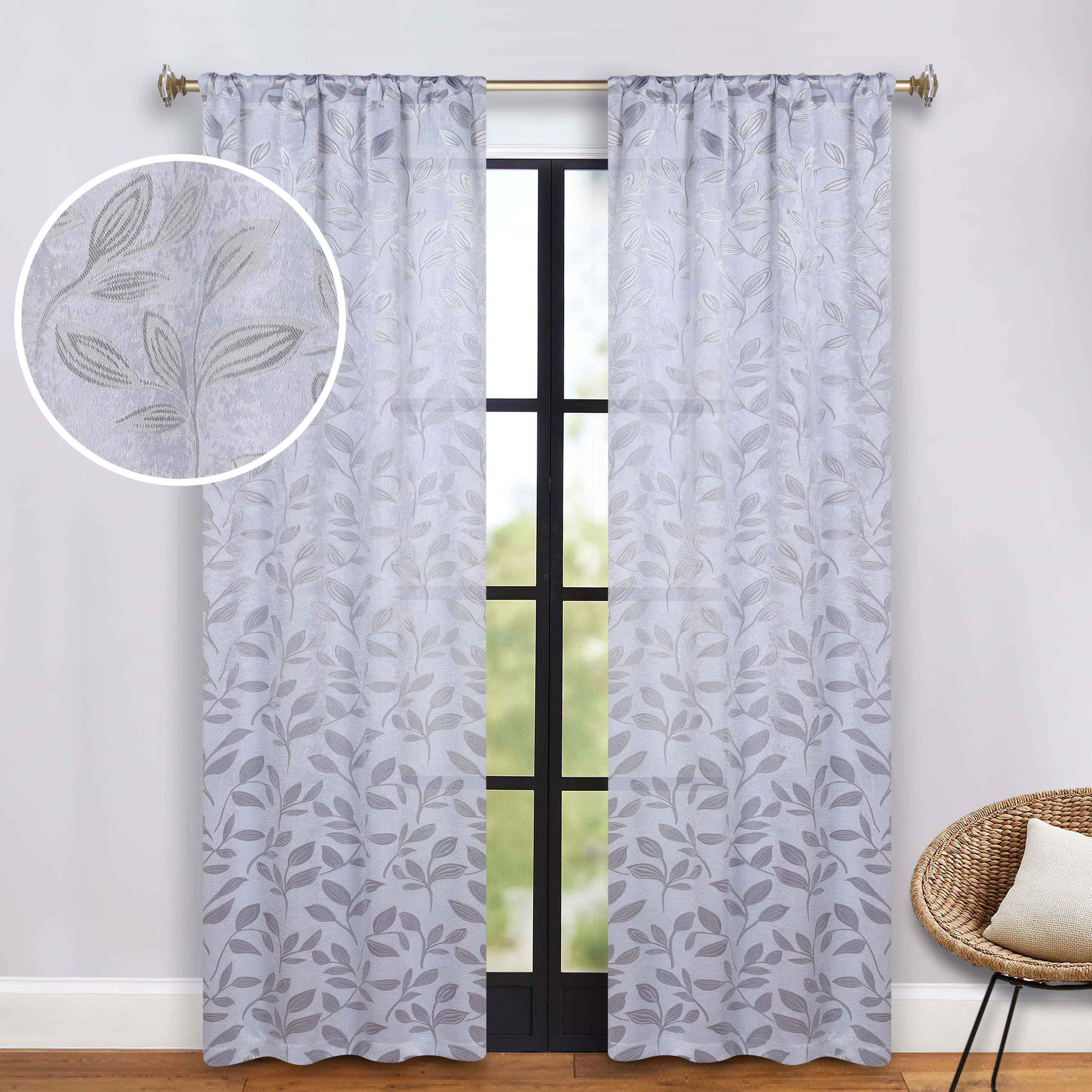 Leaves Room Darkening Washable Blackout Curtain Panels, Set of 2 - Blackout Curtains by Superior