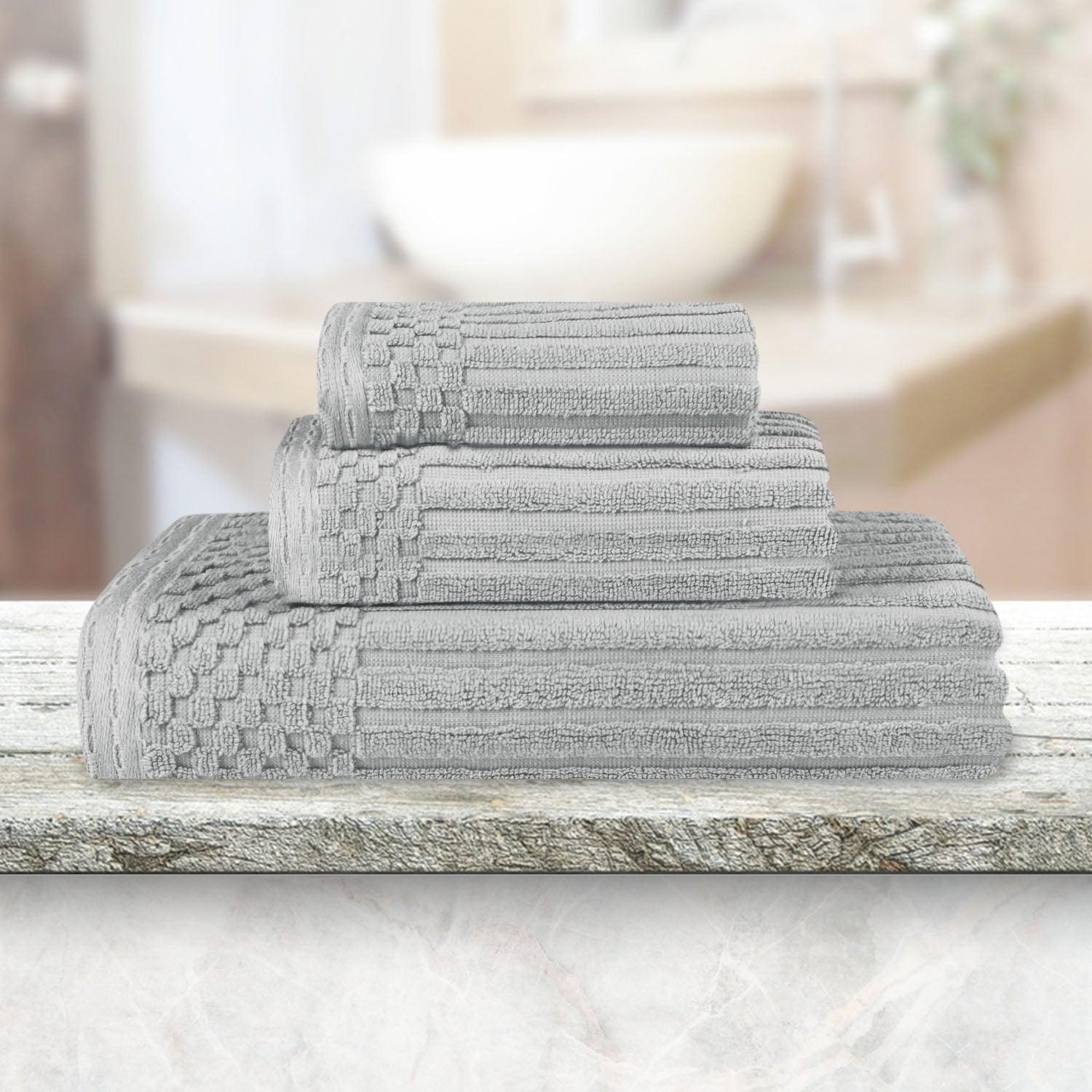 Soho Ribbed Cotton Absorbent 3 Piece Assorted Towel Set - Towel Set by Superior