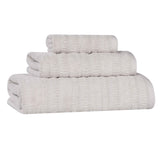 Mika Smart Twist Cotton Solid Textured Ribbed 3 Piece Towel Set - Towel Set by Superior