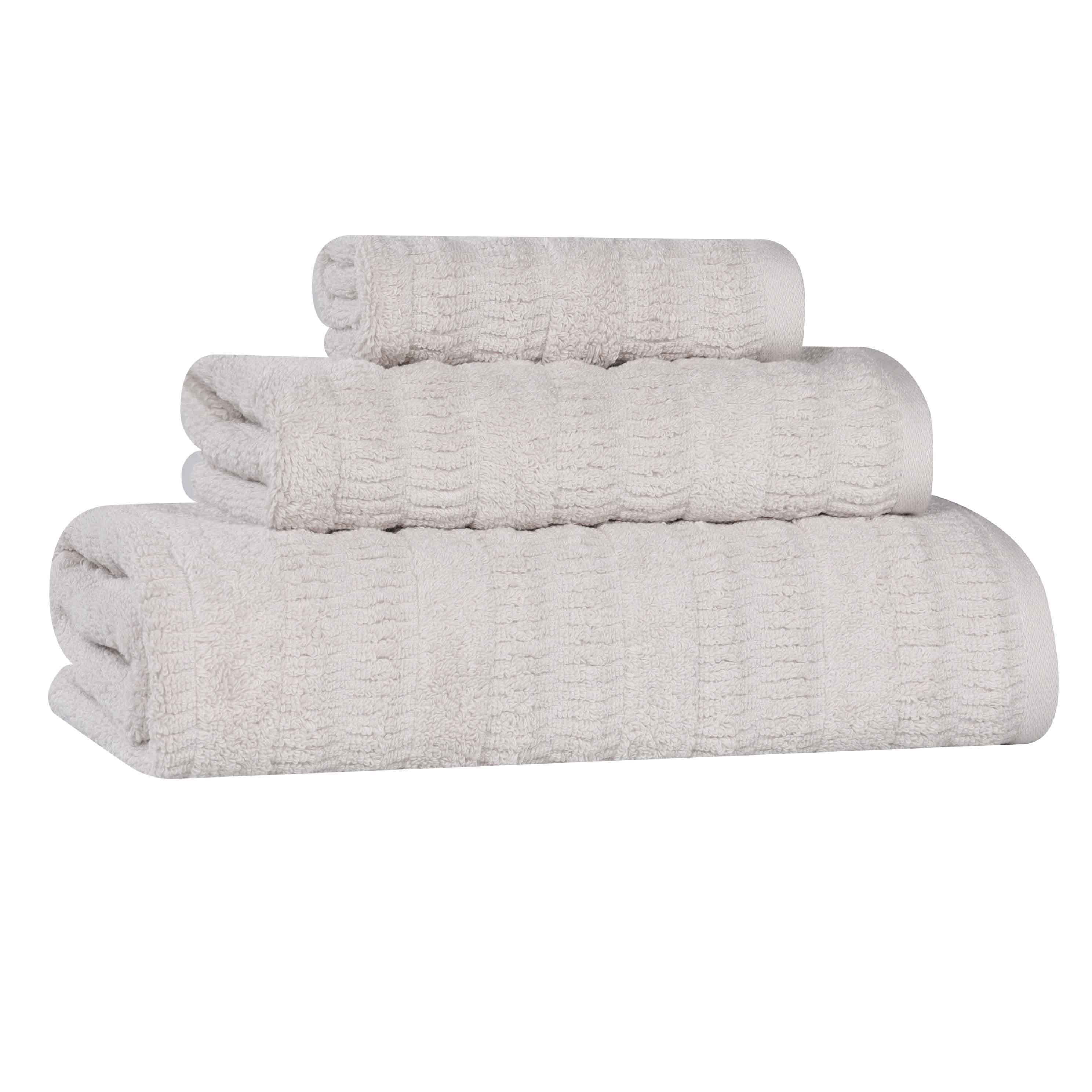 Mika Smart Twist Cotton Solid Textured Ribbed 3 Piece Towel Set - Towel Set by Superior