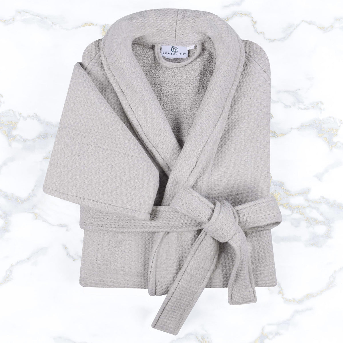Waffle Weave Cotton Soft Lightweight Oversized Unisex Adult Bath Robe - Bath Robe by Superior - Superior 