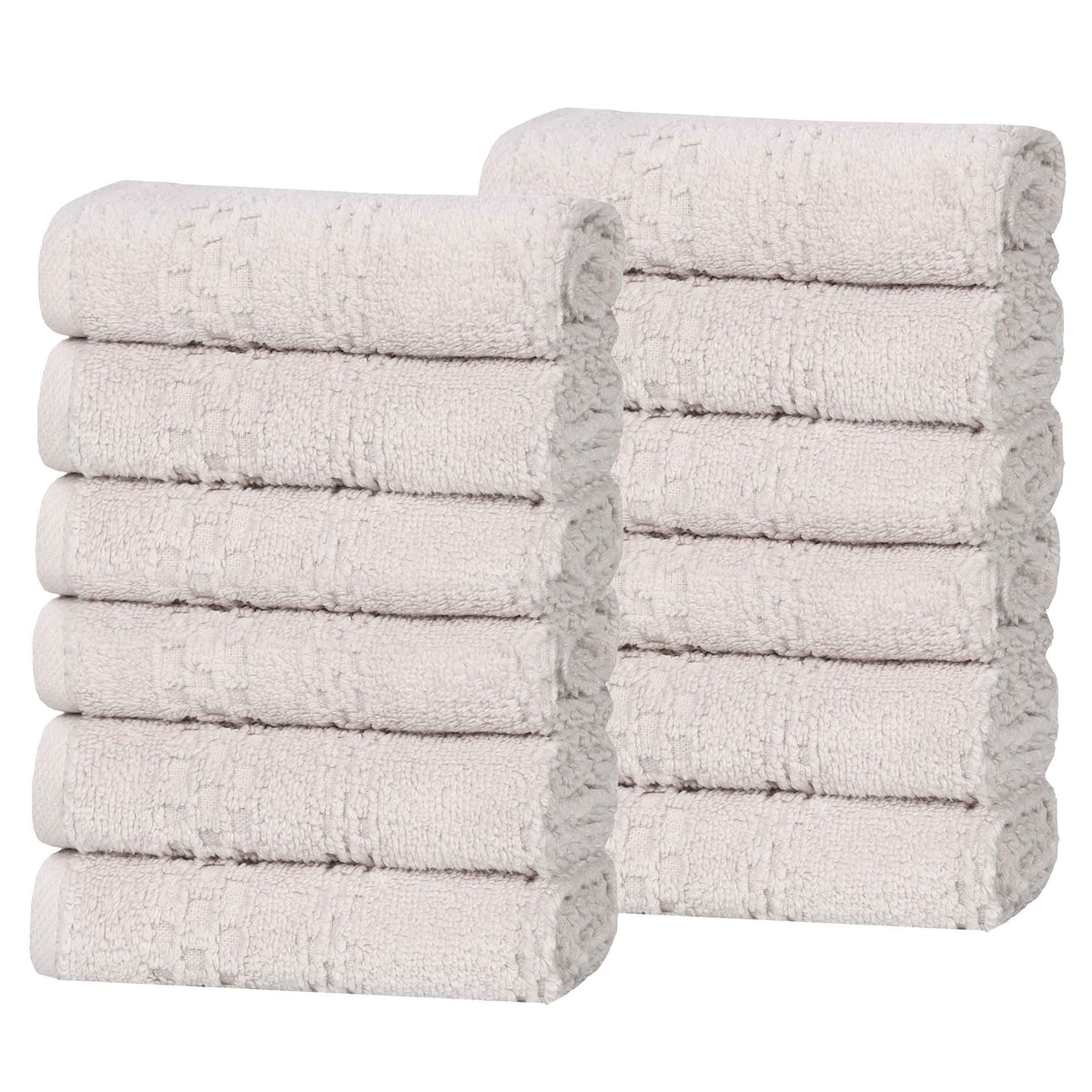 Playa Zero Twist Cotton Solid Waffle Textured Face Towels, Set of 12