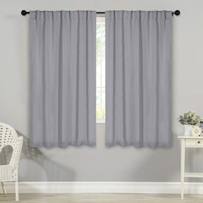 Solid Room Darkening Blackout Curtain Panels, Back Tabs, Set of 2 - Silver