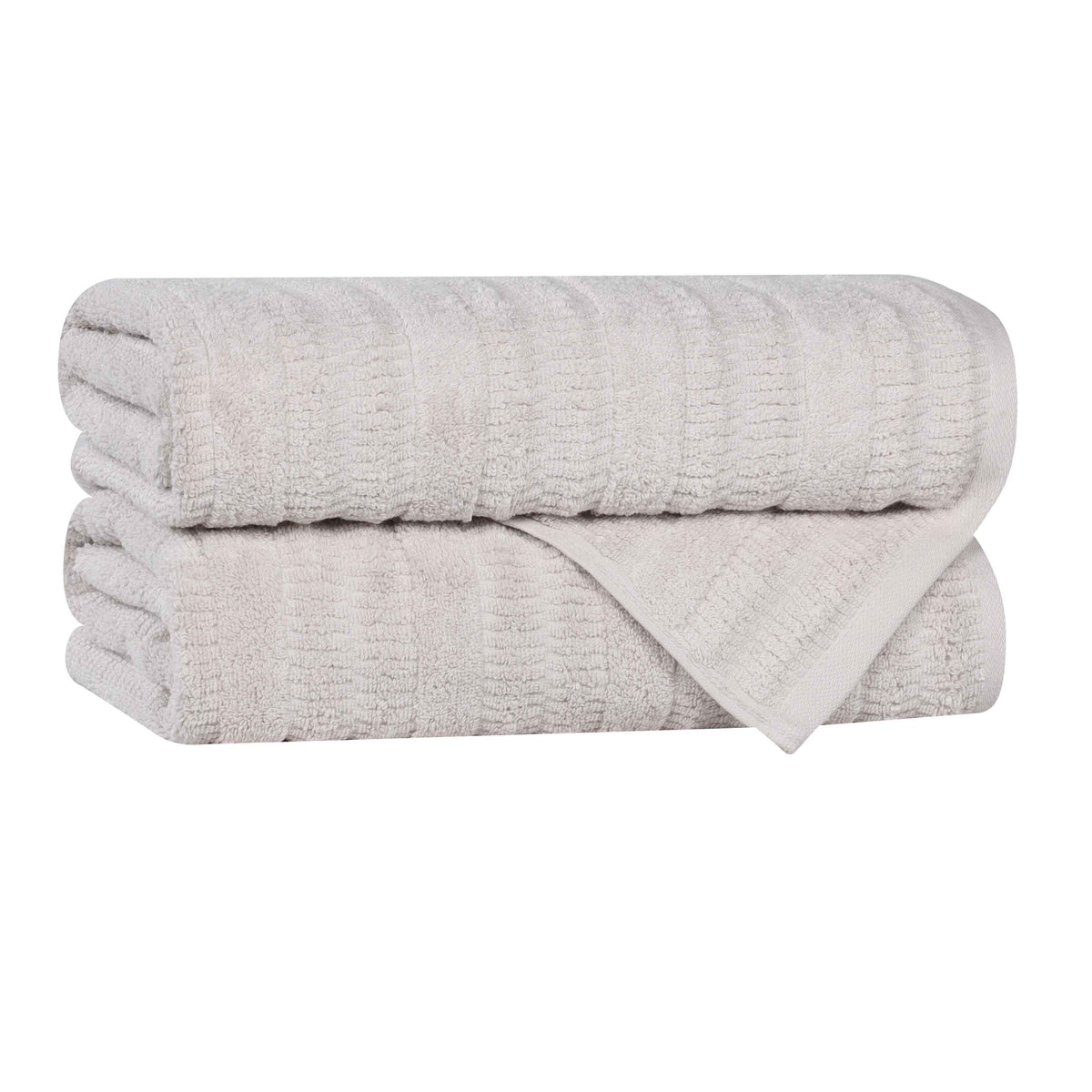 Mika Smart Twist Cotton Solid Textured Ribbed Bath Towels, Set of 2