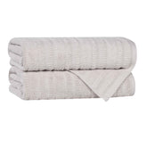 Mika Smart Twist Cotton Solid Textured Ribbed Bath Towels, Set of 2