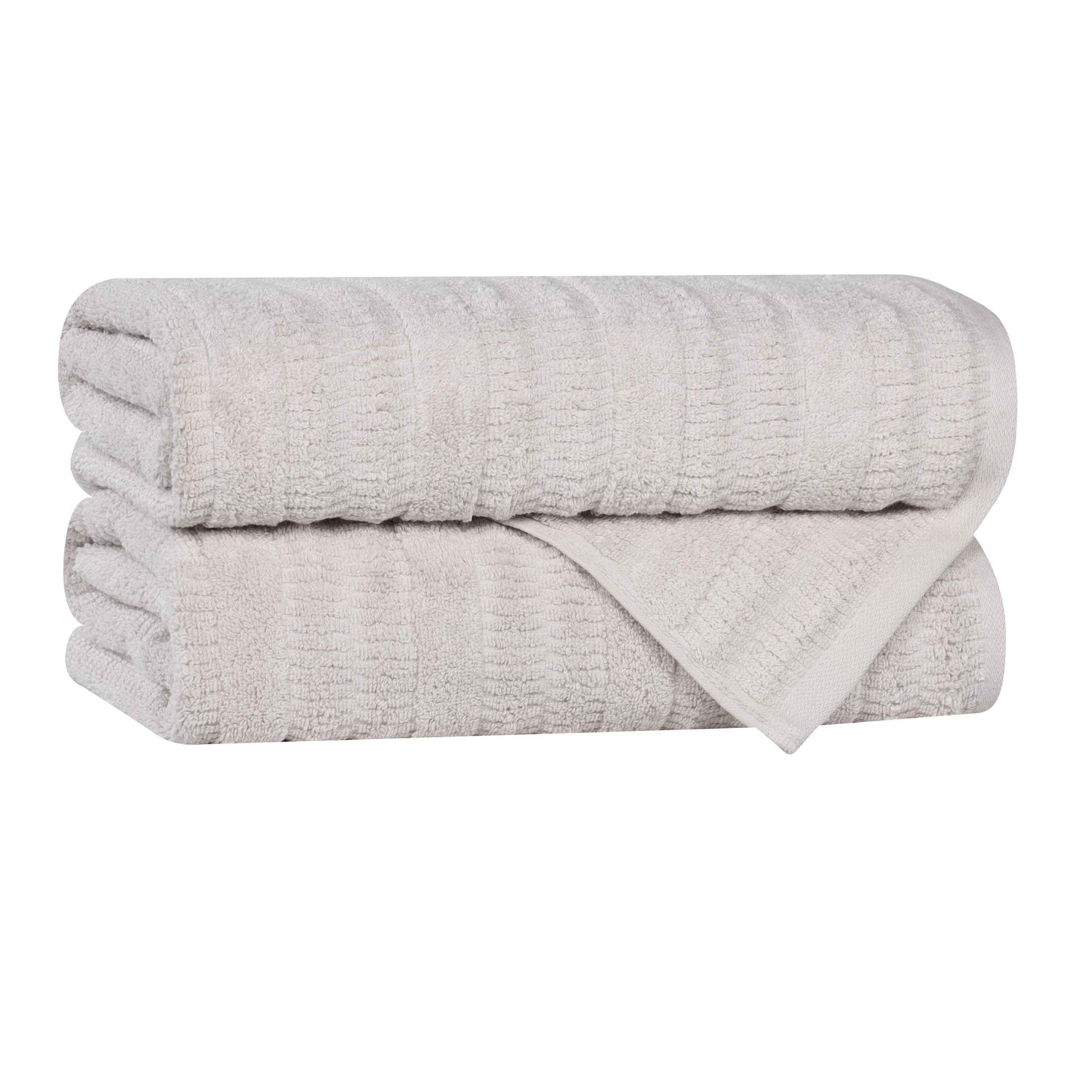 Mika Smart Twist Cotton Solid Textured Ribbed Bath Towels, Set of 2