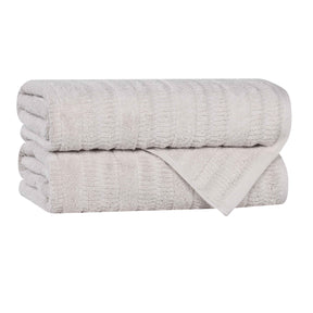 Mika Smart Twist Cotton Solid Textured Ribbed Bath Towels, Set of 2