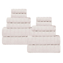 Zuma Zero Twist Cotton Medium Weight Waffle Stripes 12 Piece Towel Set