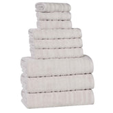 Mika Smart Twist Cotton Solid Textured Ribbed 9 Piece Towel Set