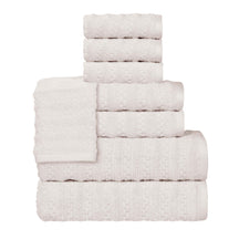 Zuma Zero Twist Cotton Medium Weight Waffle Stripes 8 Piece Towel Set