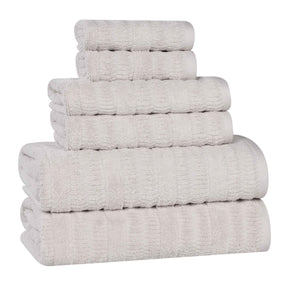 Mika Smart Twist Cotton Solid Textured Ribbed 6 Piece Towel Set