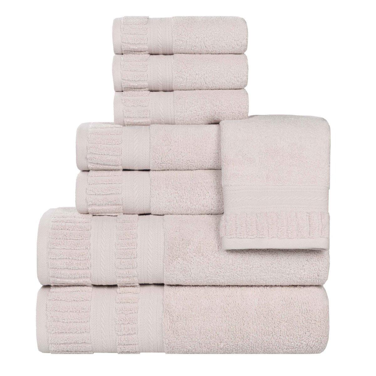 Venice Zero Twist Cotton Medium Weight Absorbent 8 Piece Towel Set